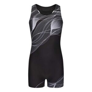 Zoggs Girls Xtra Life One Piece Bathing Suit / Black/Gray